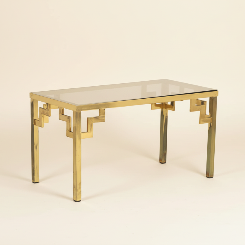 1 remaining :Vintage Hollywood Regency Brass & Glass Side Table c.1975