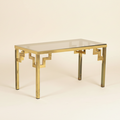 1 remaining :Vintage Hollywood Regency Brass & Glass Side Table c.1975