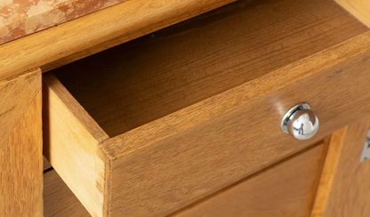 French Art Deco Oak Sideboard with Marble Top, circa 1940