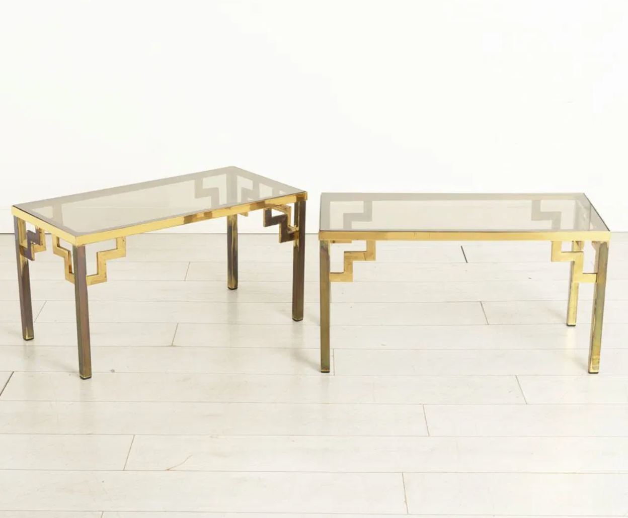 1 remaining :Vintage Hollywood Regency Brass & Glass Side Table c.1975