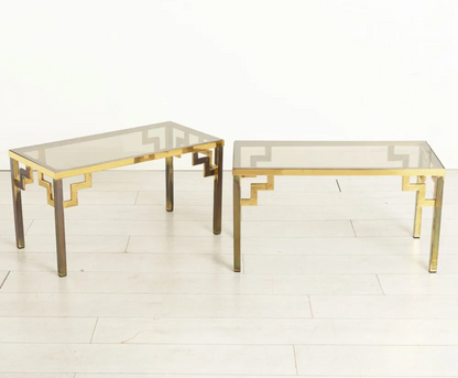 1 remaining :Vintage Hollywood Regency Brass & Glass Side Table c.1975