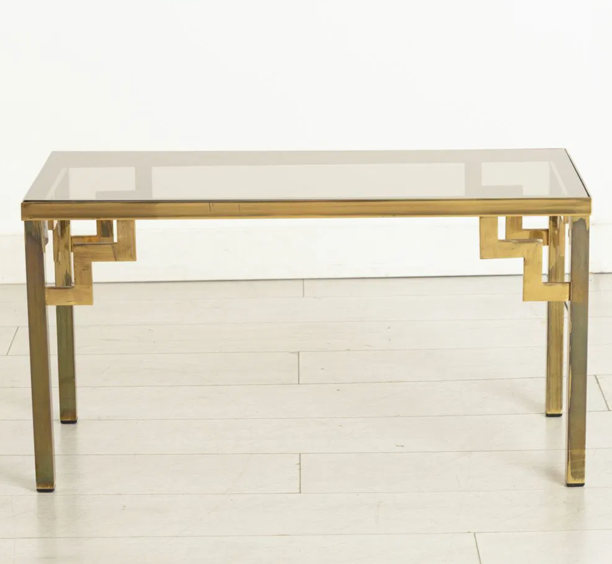 1 remaining :Vintage Hollywood Regency Brass & Glass Side Table c.1975