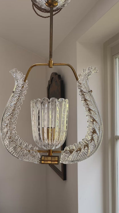 Mid-Century Murano Glass Pendant Light attr. Barovier & Toso